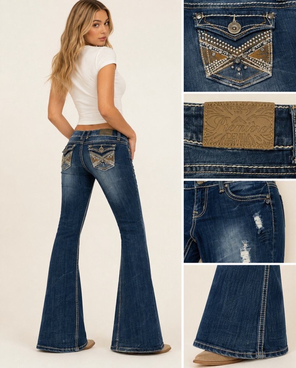 Y2K Indie Rue21 Premiere Denim Bootcut Jeans 5/6 Rhinestone Bling Low Rise 2000s